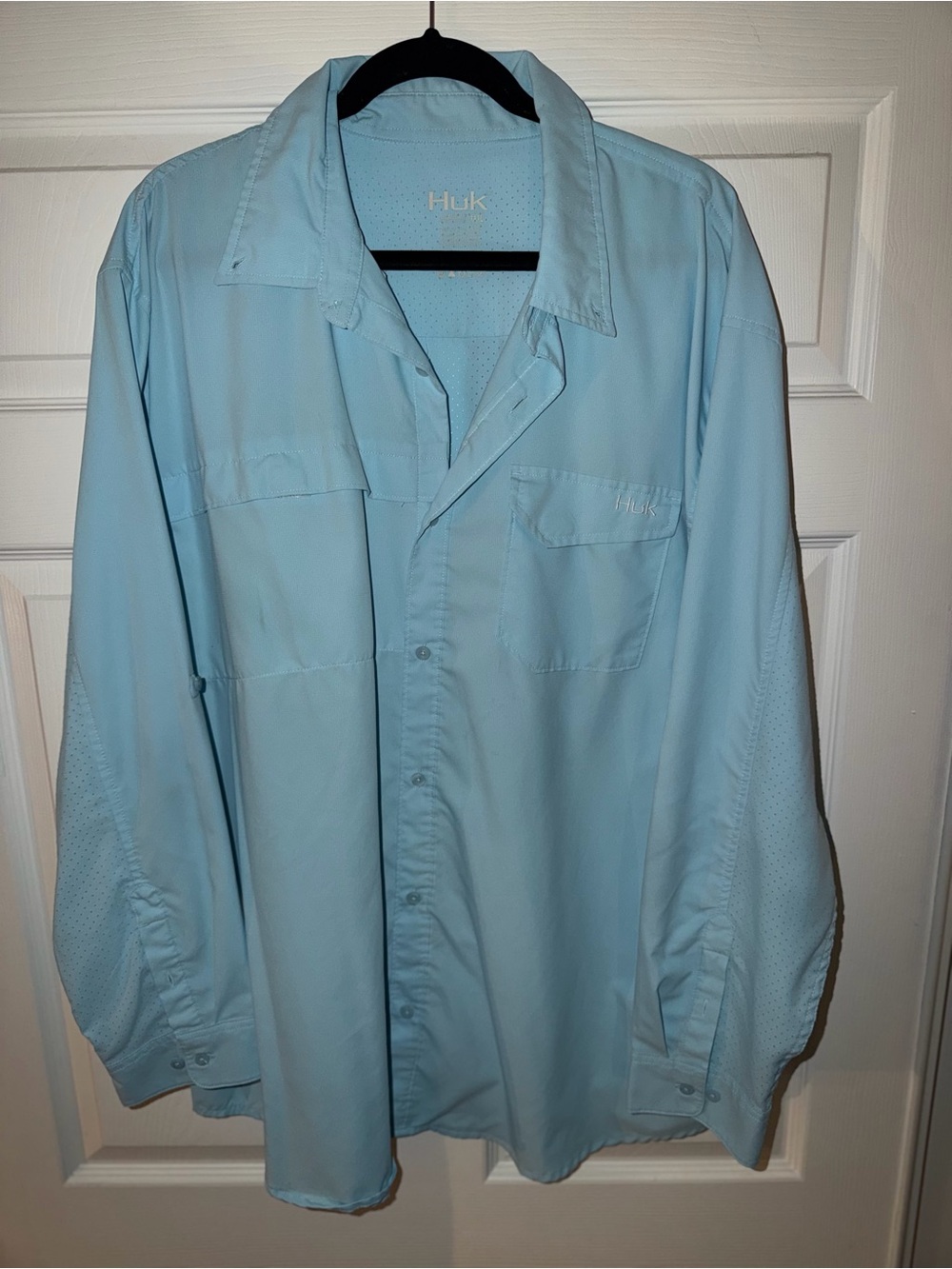 Huk Fishing Button Up Vented Performance Shirt UPF Blue Men’s XXXL